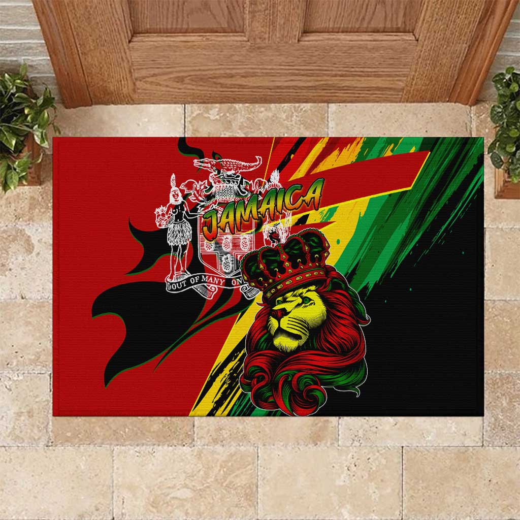 Jamaica Lion Rubber Doormat Coat Of Arms Rastafarianism
