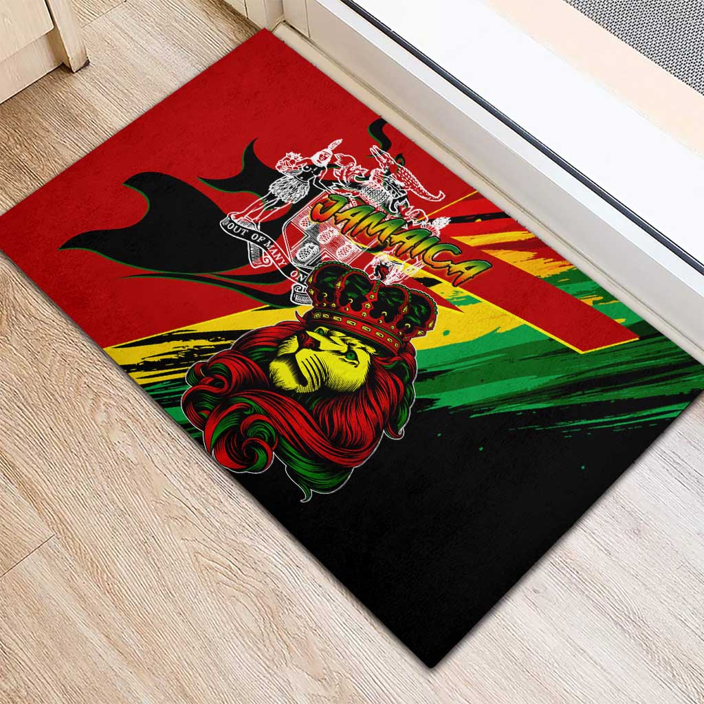 Jamaica Lion Rubber Doormat Coat Of Arms Rastafarianism