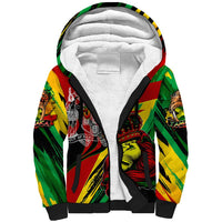 Jamaica Lion Sherpa Hoodie Coat Of Arms Rastafarianism