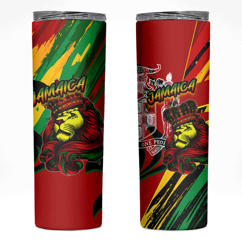Jamaica Lion Skinny Tumbler Coat Of Arms Rastafarianism