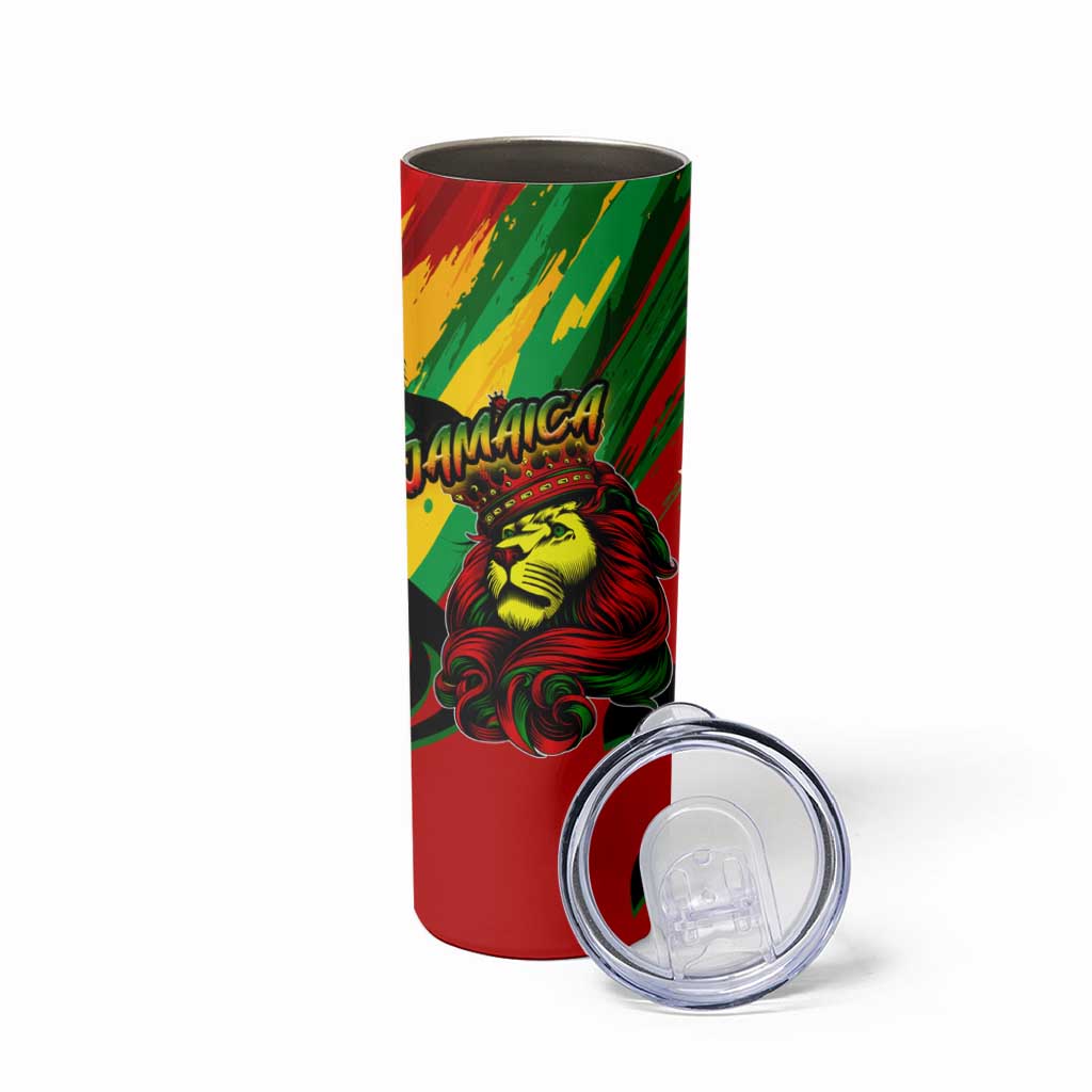 Jamaica Lion Skinny Tumbler Coat Of Arms Rastafarianism