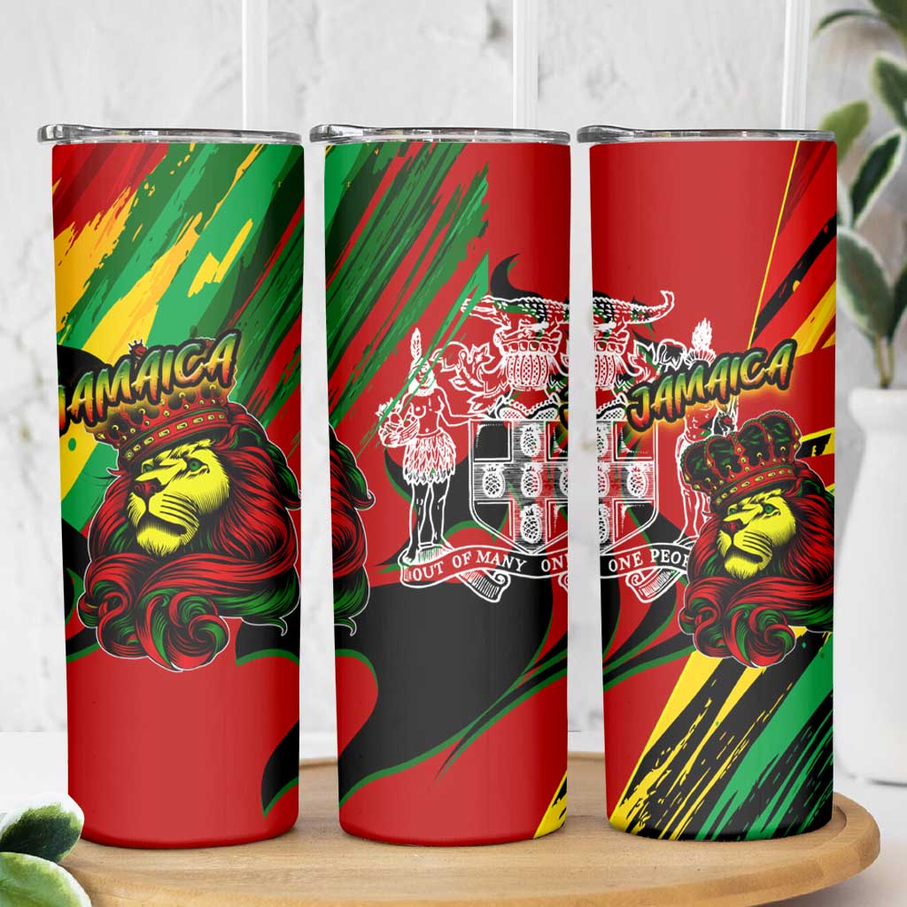 Jamaica Lion Skinny Tumbler Coat Of Arms Rastafarianism