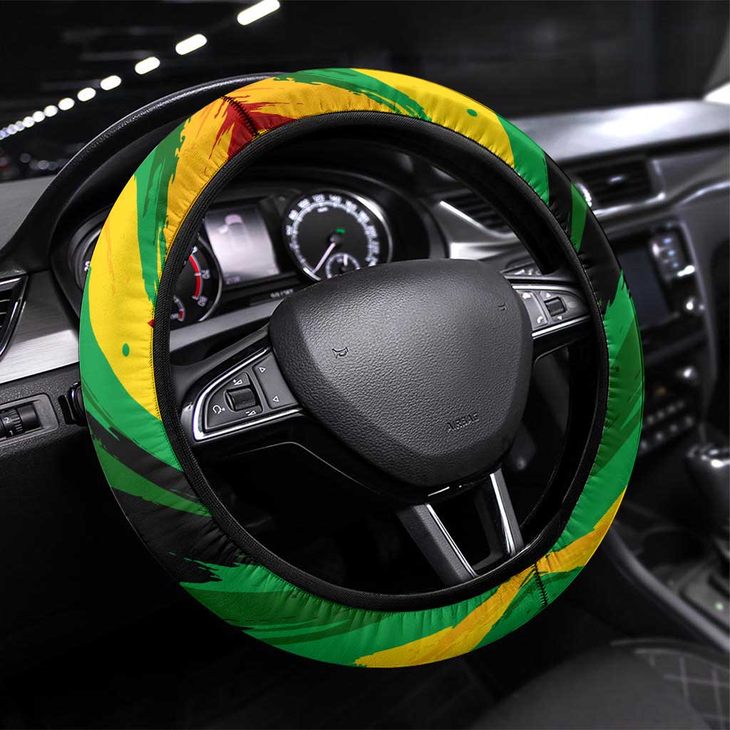 Jamaica Lion Steering Wheel Cover Coat Of Arms Rastafarianism