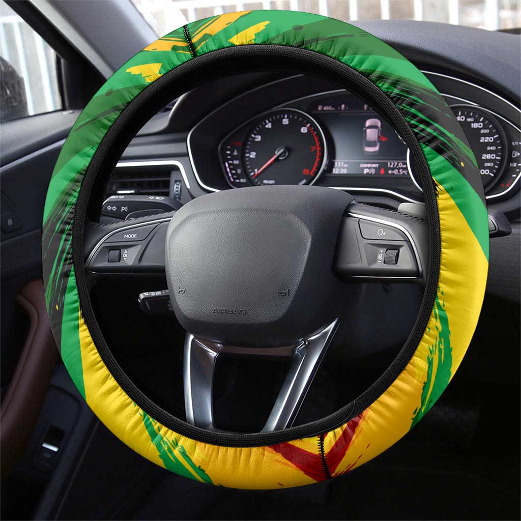 Jamaica Lion Steering Wheel Cover Coat Of Arms Rastafarianism