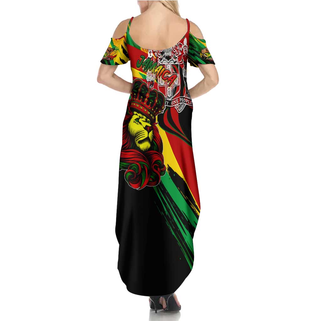 Jamaica Lion Summer Maxi Dress Coat Of Arms Rastafarianism