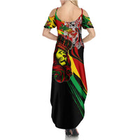 Jamaica Lion Summer Maxi Dress Coat Of Arms Rastafarianism