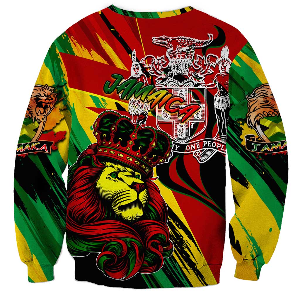 Jamaica Lion Sweatshirt Coat Of Arms Rastafarianism