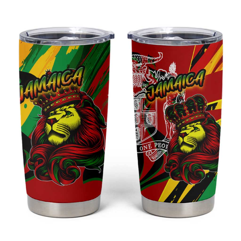 Jamaica Lion Tumbler Cup Coat Of Arms Rastafarianism