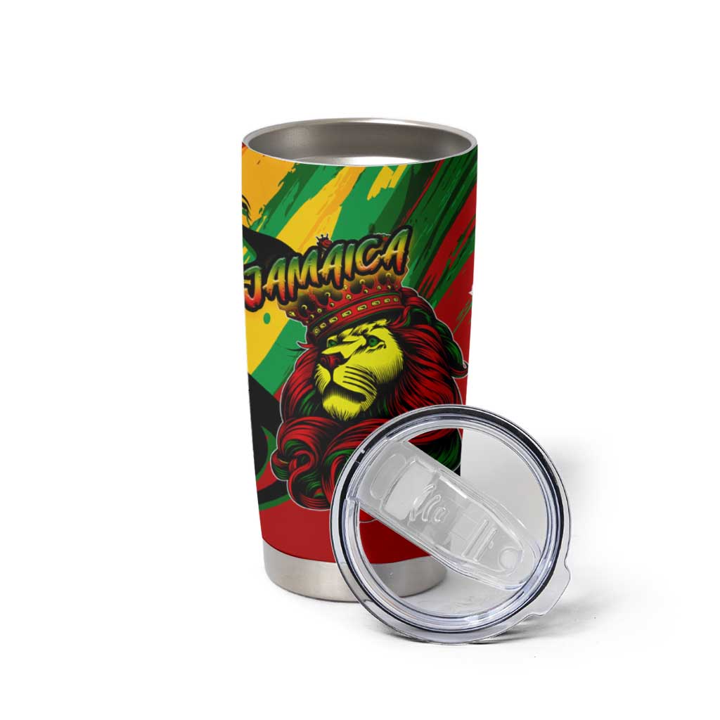 Jamaica Lion Tumbler Cup Coat Of Arms Rastafarianism