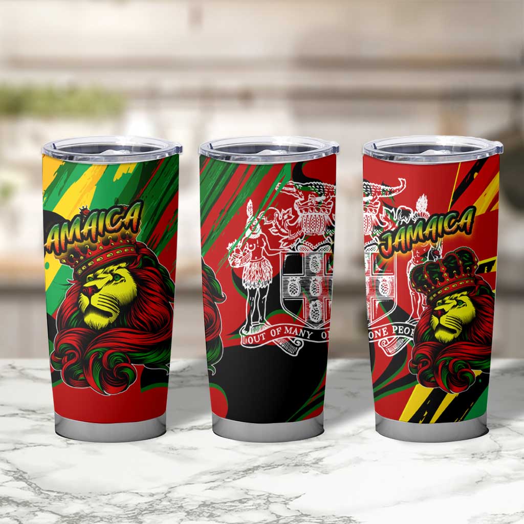 Jamaica Lion Tumbler Cup Coat Of Arms Rastafarianism