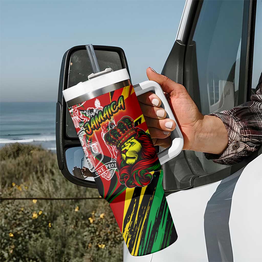 Jamaica Lion Tumbler With Handle Coat Of Arms Rastafarianism