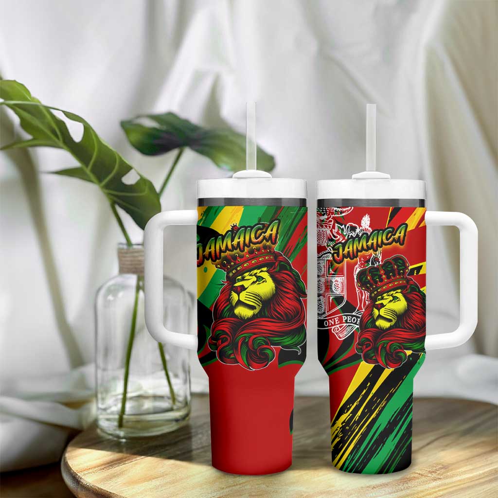 Jamaica Lion Tumbler With Handle Coat Of Arms Rastafarianism