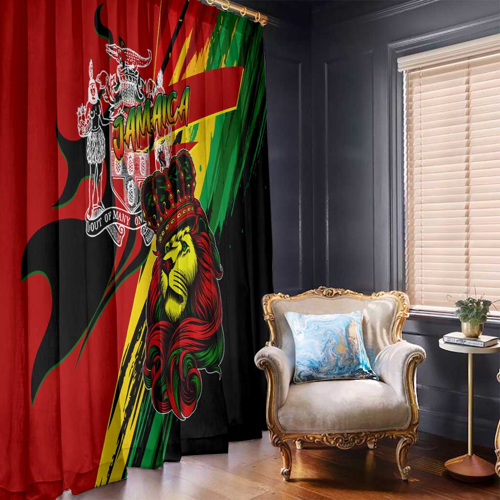 Jamaica Lion Window Curtain Coat Of Arms Rastafarianism