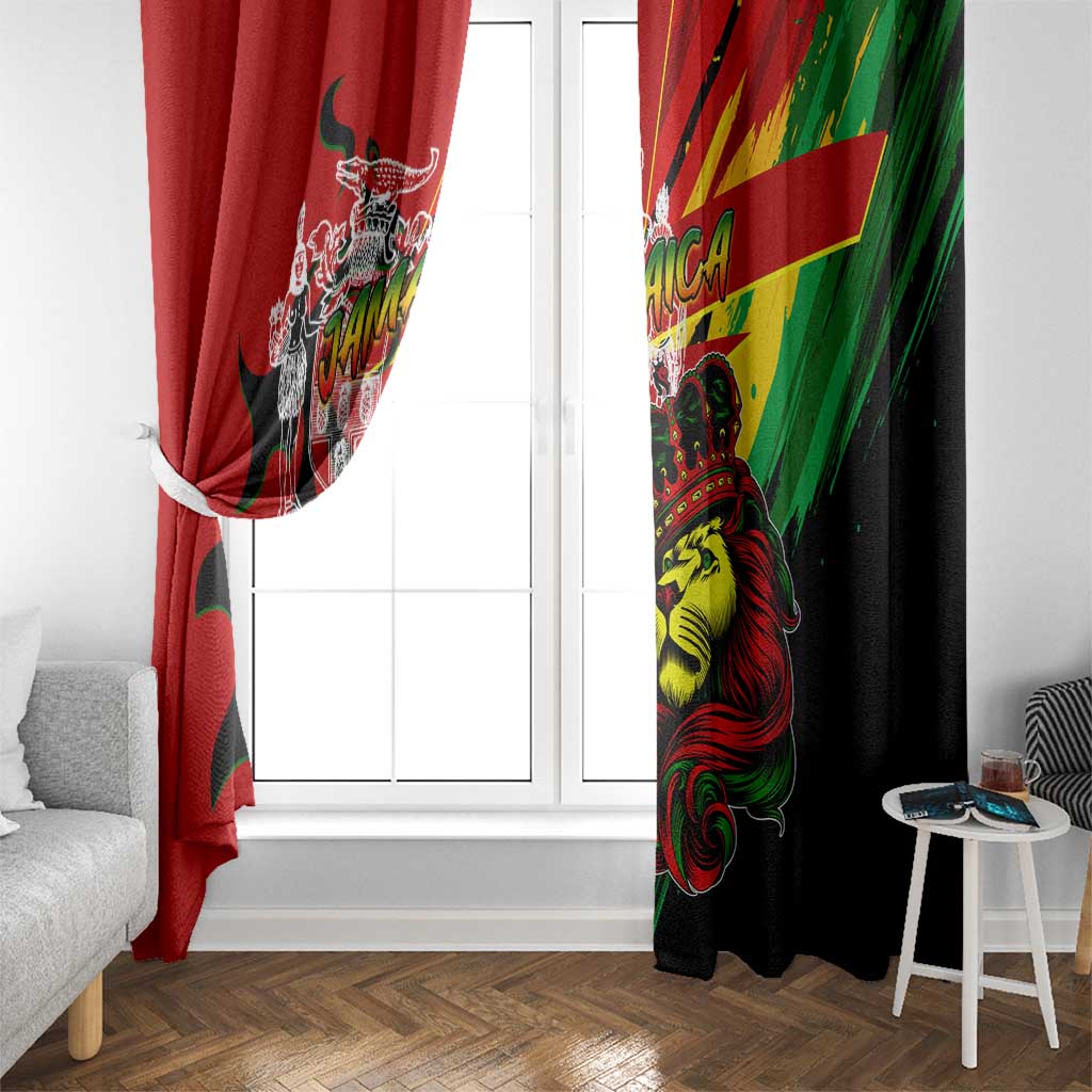 Jamaica Lion Window Curtain Coat Of Arms Rastafarianism
