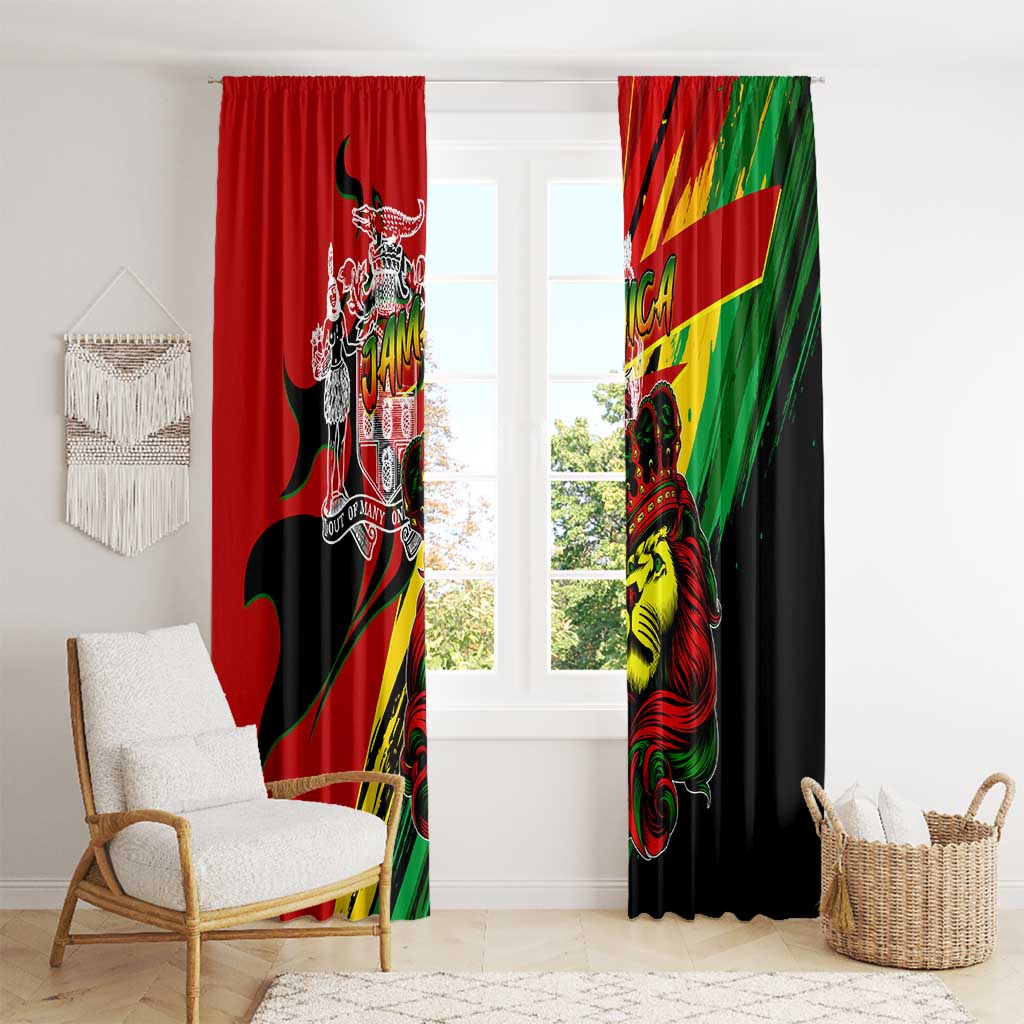 Jamaica Lion Window Curtain Coat Of Arms Rastafarianism