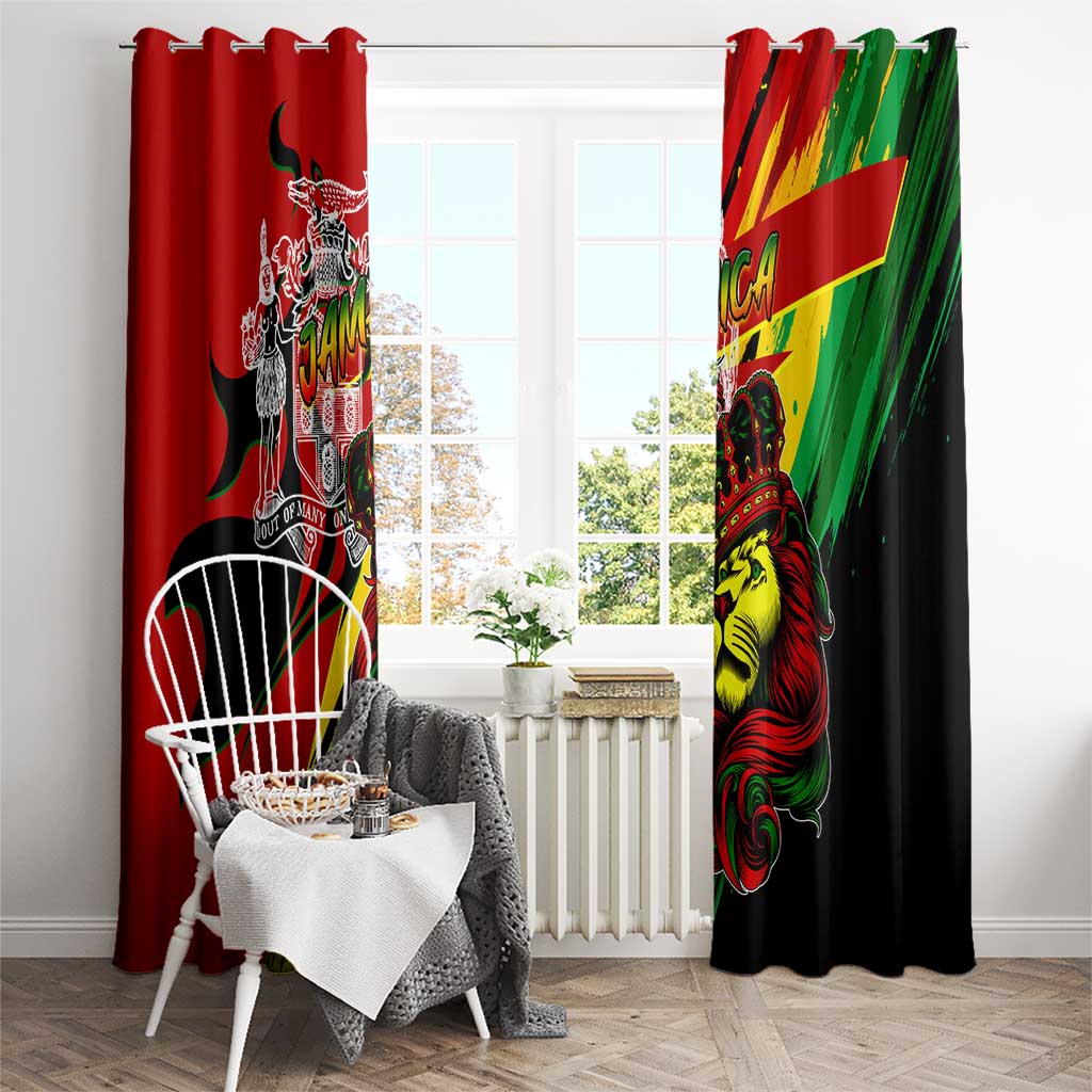 Jamaica Lion Window Curtain Coat Of Arms Rastafarianism