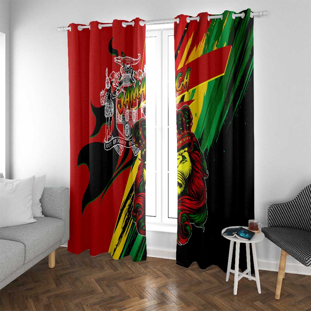 Jamaica Lion Window Curtain Coat Of Arms Rastafarianism