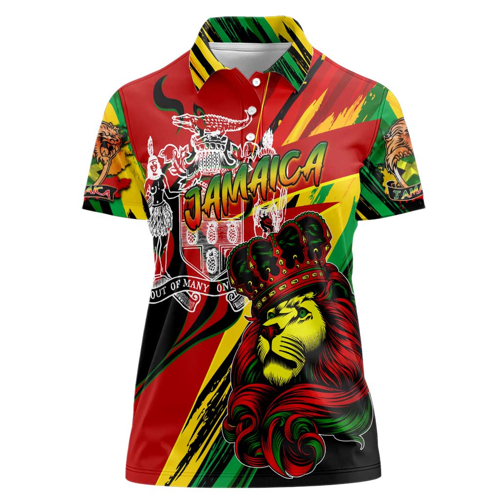 Jamaica Lion Women Polo Shirt Coat Of Arms Rastafarianism
