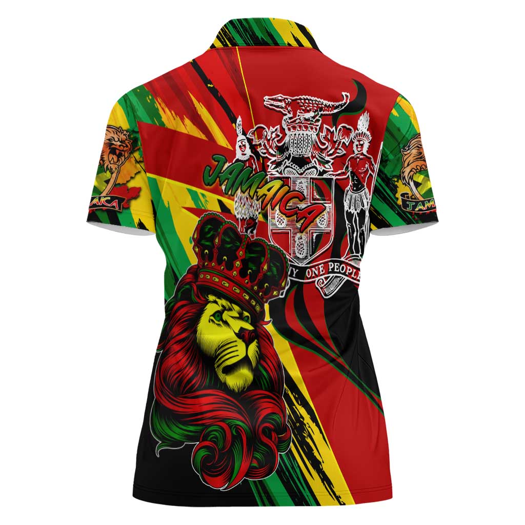 Jamaica Lion Women Polo Shirt Coat Of Arms Rastafarianism