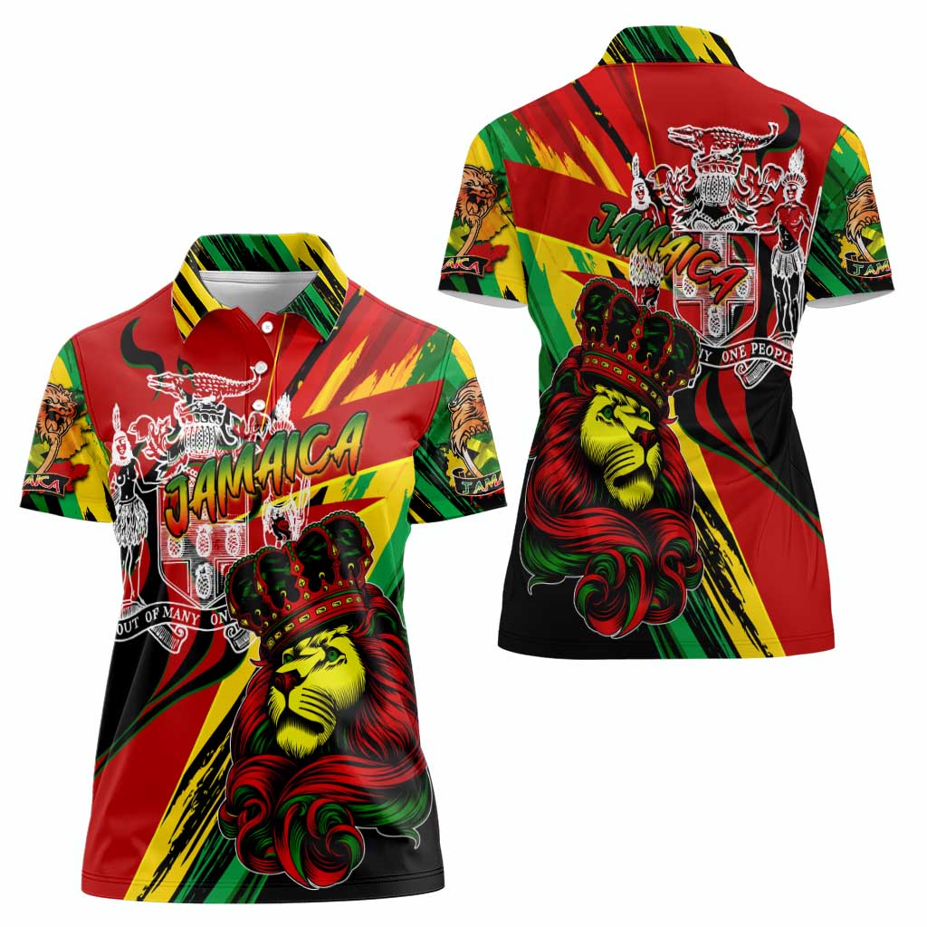 Jamaica Lion Women Polo Shirt Coat Of Arms Rastafarianism
