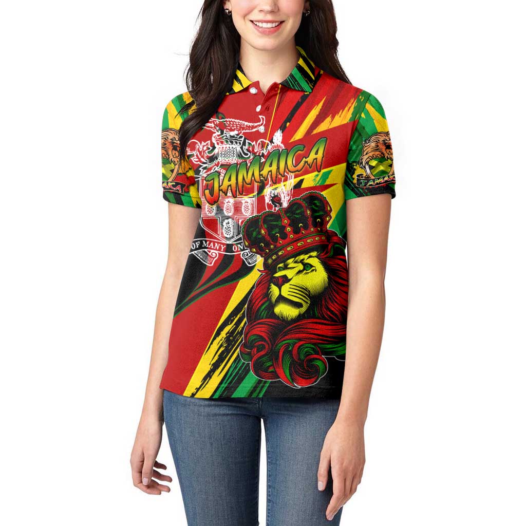 Jamaica Lion Women Polo Shirt Coat Of Arms Rastafarianism