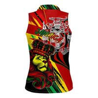 Jamaica Lion Women Sleeveless Polo Shirt Coat Of Arms Rastafarianism