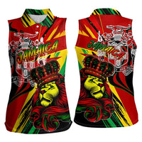 Jamaica Lion Women Sleeveless Polo Shirt Coat Of Arms Rastafarianism