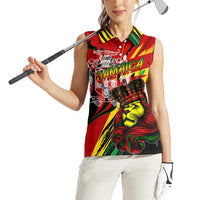 Jamaica Lion Women Sleeveless Polo Shirt Coat Of Arms Rastafarianism