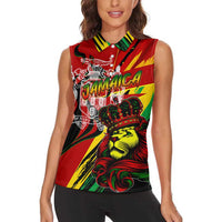 Jamaica Lion Women Sleeveless Polo Shirt Coat Of Arms Rastafarianism