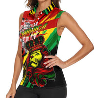 Jamaica Lion Women Sleeveless Polo Shirt Coat Of Arms Rastafarianism