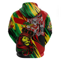 Jamaica Lion Zip Hoodie Coat Of Arms Rastafarianism