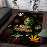 King Of Reggae Area Rug Legend Bob Peace and Love
