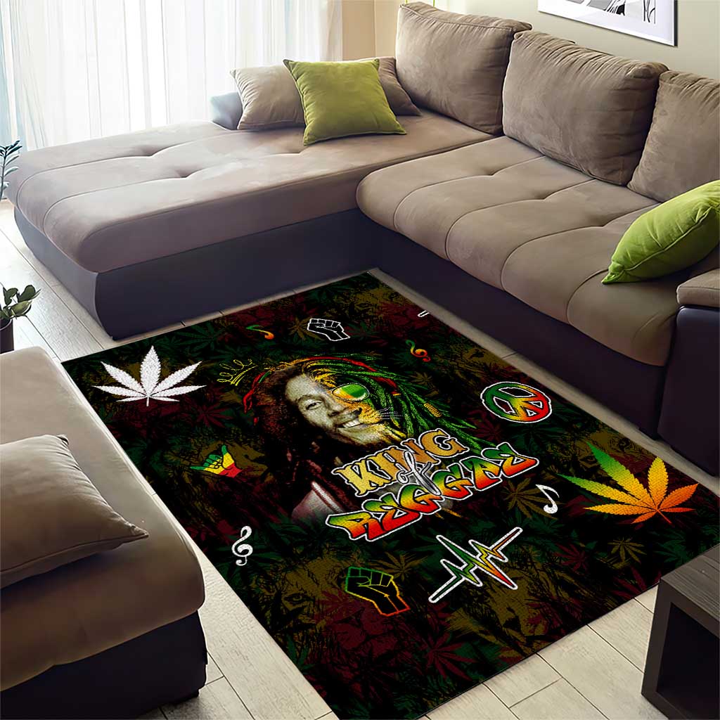 King Of Reggae Area Rug Legend Bob Peace and Love