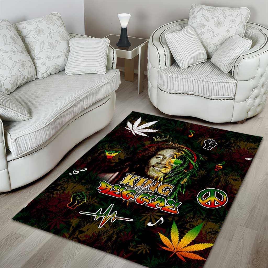 King Of Reggae Area Rug Legend Bob Peace and Love