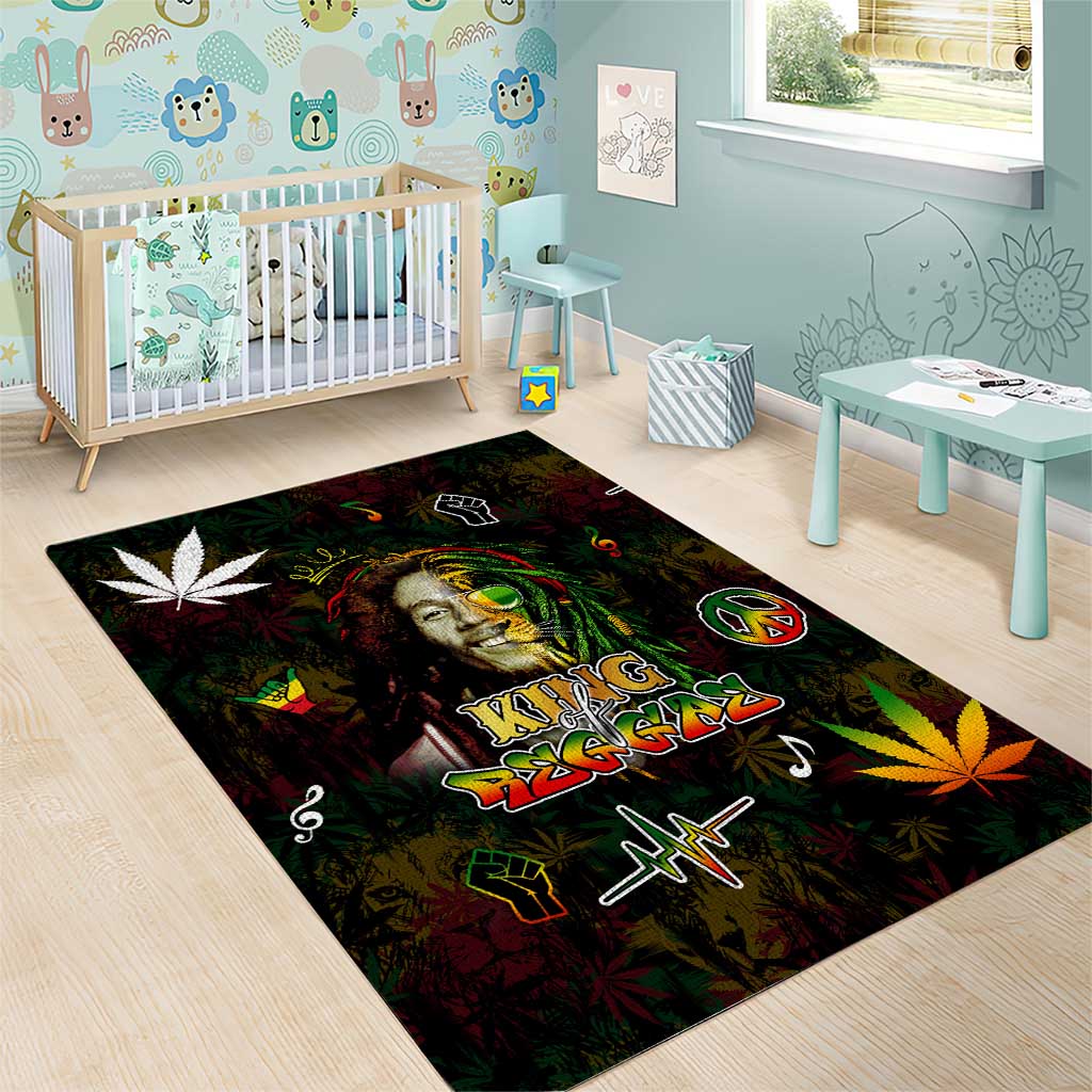 King Of Reggae Area Rug Legend Bob Peace and Love