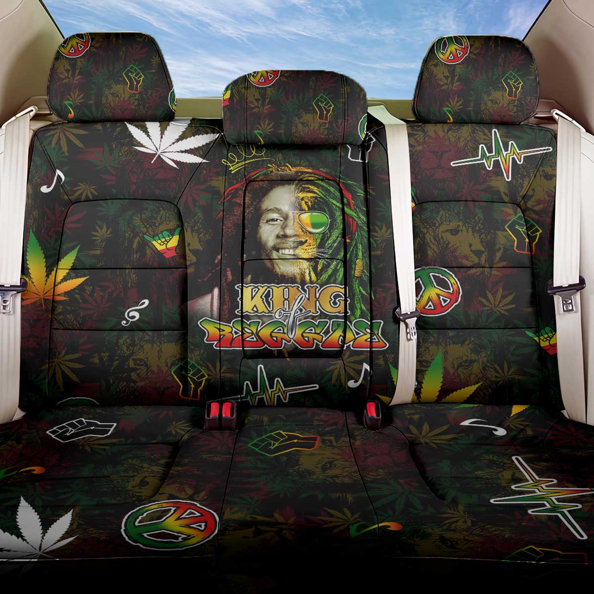 King Of Reggae Back Car Seat Cover Legend Bob Peace and Love