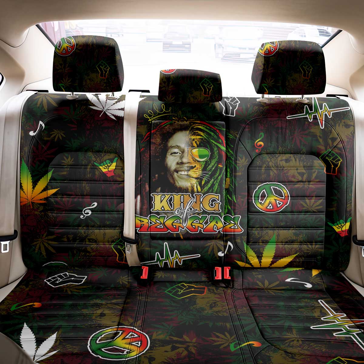 King Of Reggae Back Car Seat Cover Legend Bob Peace and Love