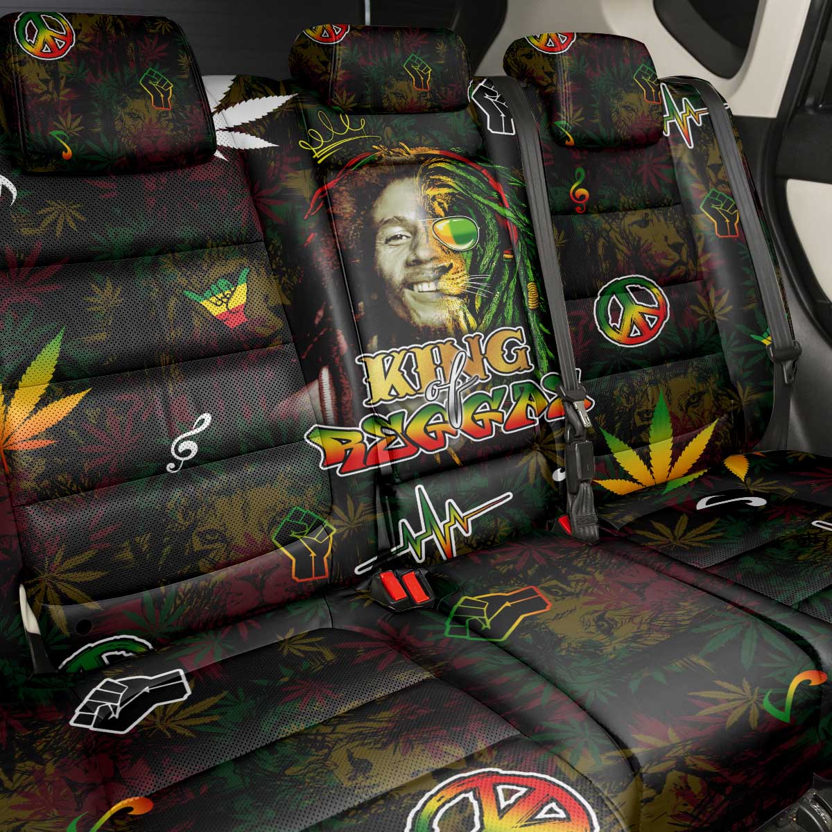 King Of Reggae Back Car Seat Cover Legend Bob Peace and Love