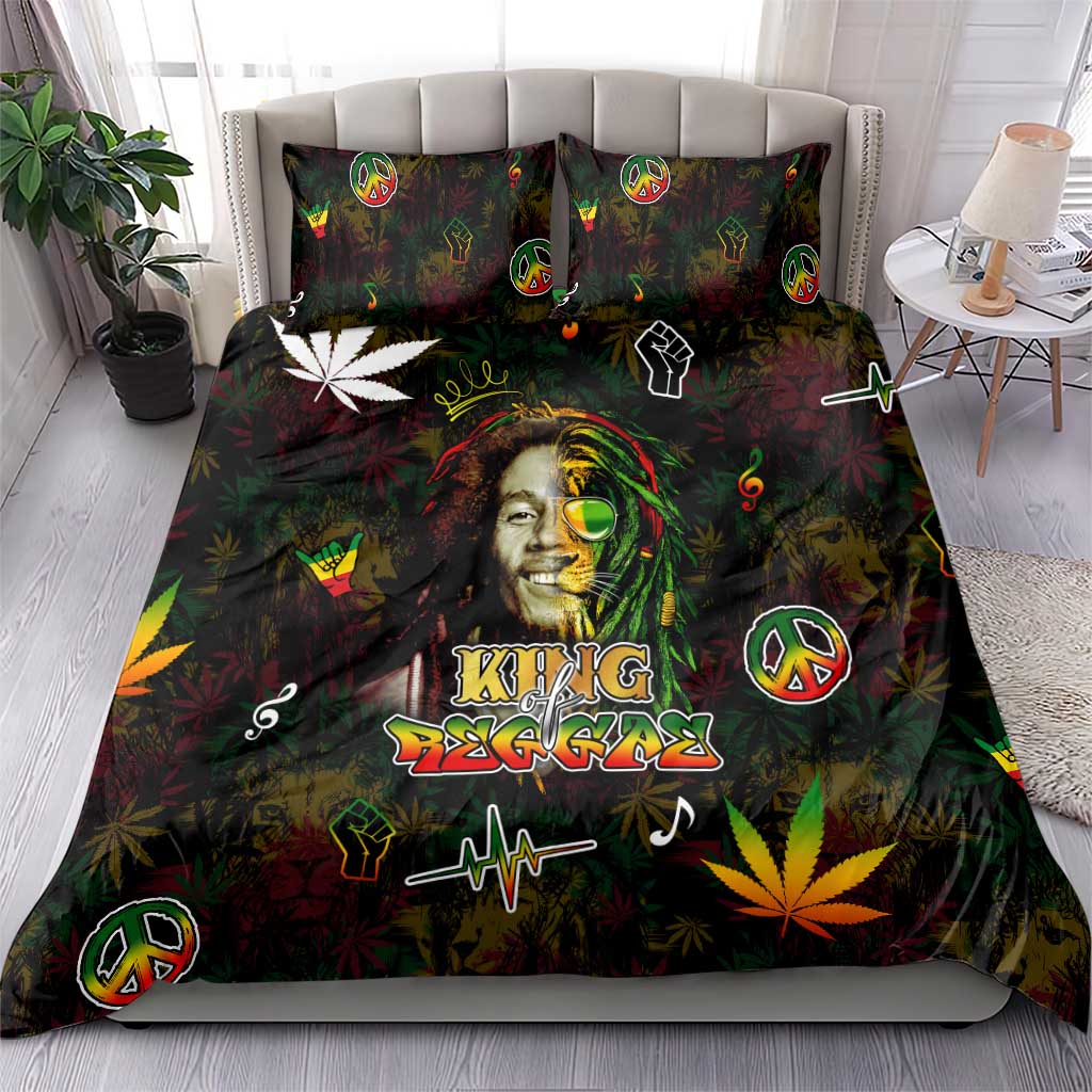 King Of Reggae Bedding Set Legend Bob Peace and Love