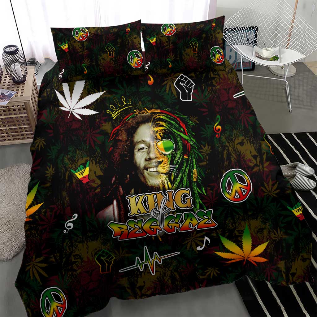 King Of Reggae Bedding Set Legend Bob Peace and Love