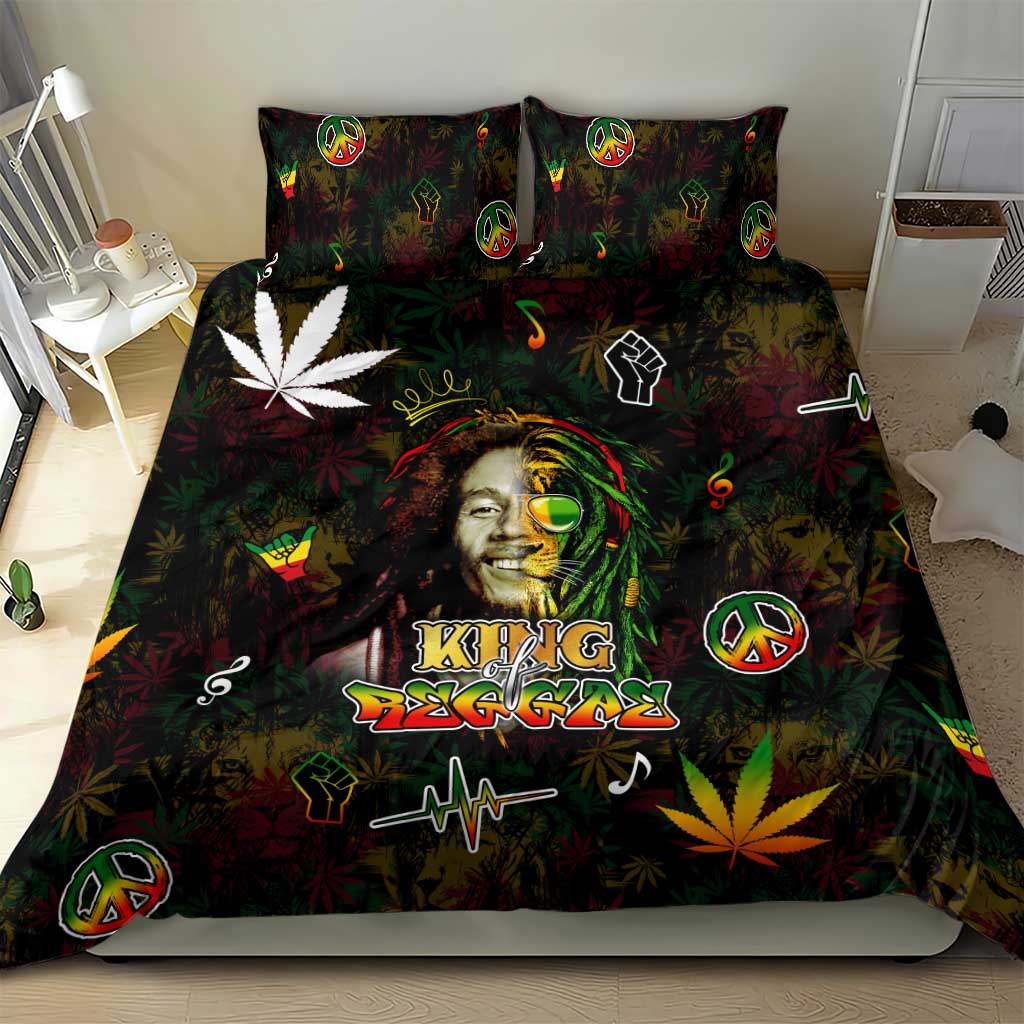 King Of Reggae Bedding Set Legend Bob Peace and Love