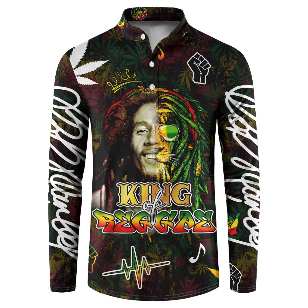 King Of Reggae Button Sweatshirt Legend Bob Peace and Love