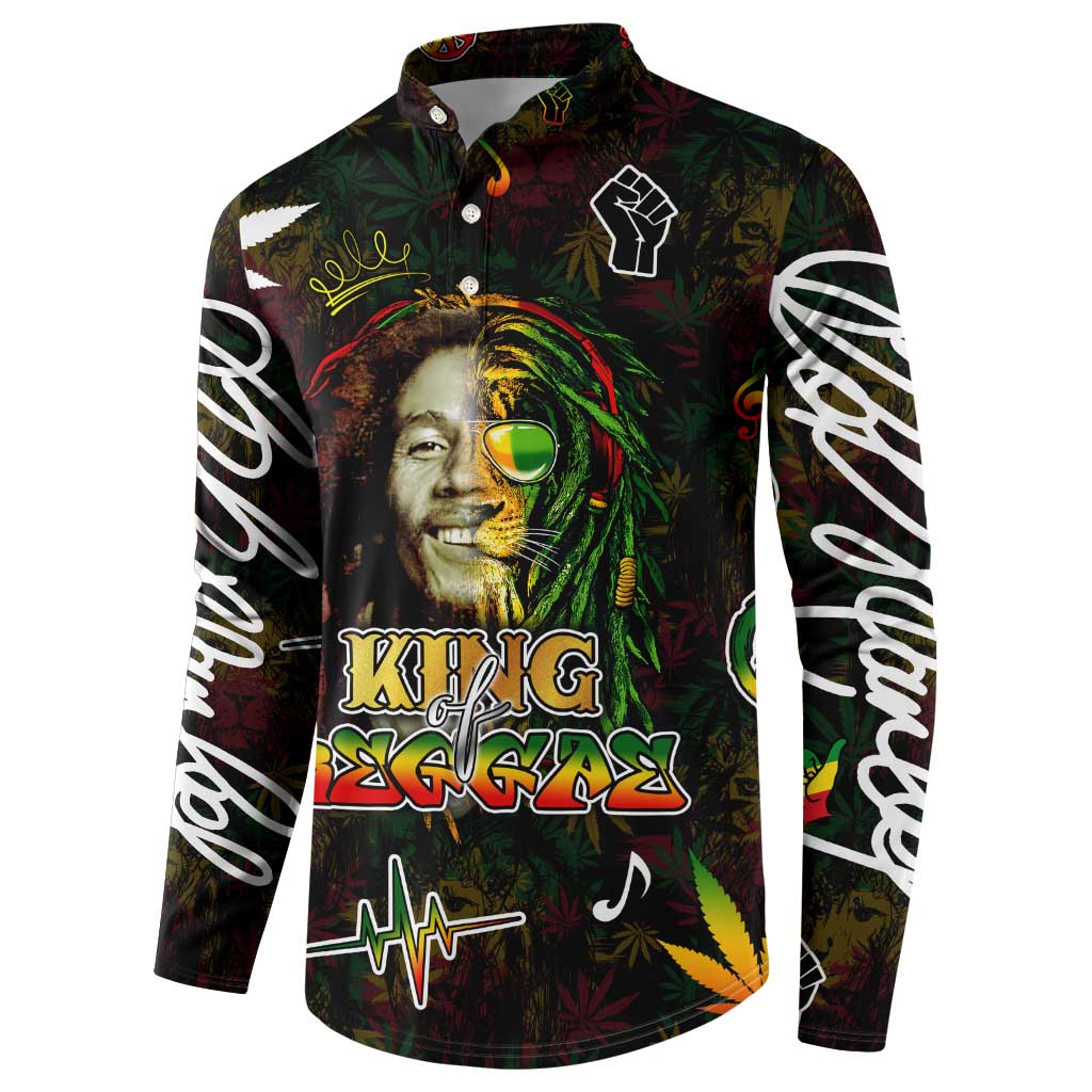 King Of Reggae Button Sweatshirt Legend Bob Peace and Love
