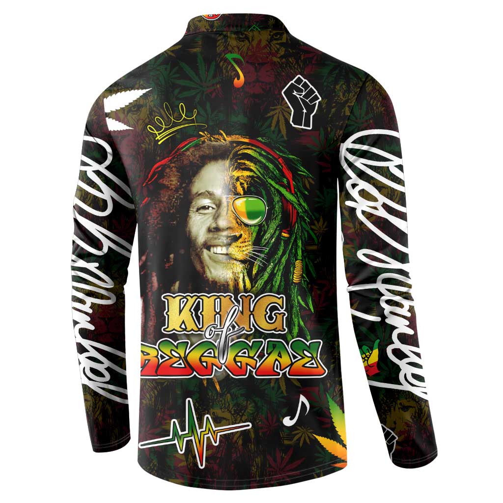 King Of Reggae Button Sweatshirt Legend Bob Peace and Love