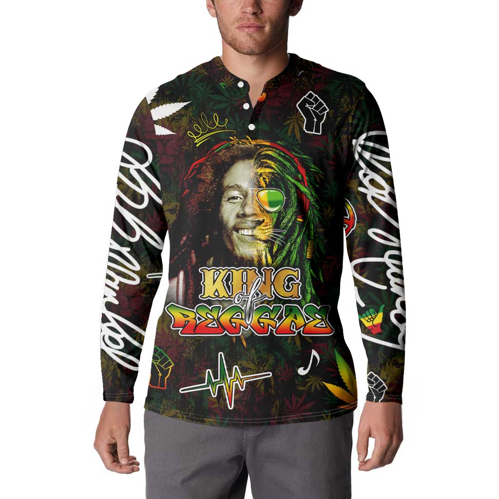 King Of Reggae Button Sweatshirt Legend Bob Peace and Love