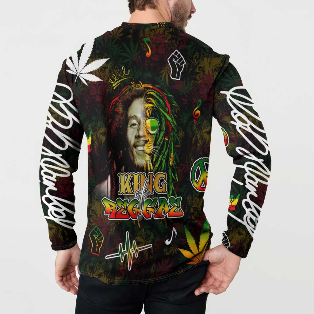 King Of Reggae Button Sweatshirt Legend Bob Peace and Love