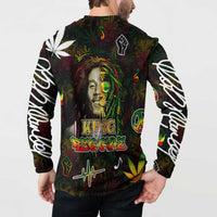 King Of Reggae Button Sweatshirt Legend Bob Peace and Love