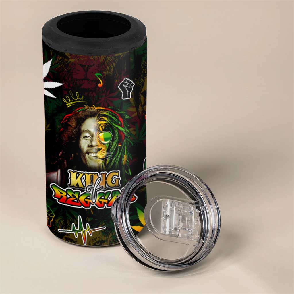 King Of Reggae 4 in 1 Can Cooler Tumbler Legend Bob Peace and Love