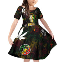 King Of Reggae Family Matching Off Shoulder Short Dress and Hawaiian Shirt Legend Bob Peace and Love