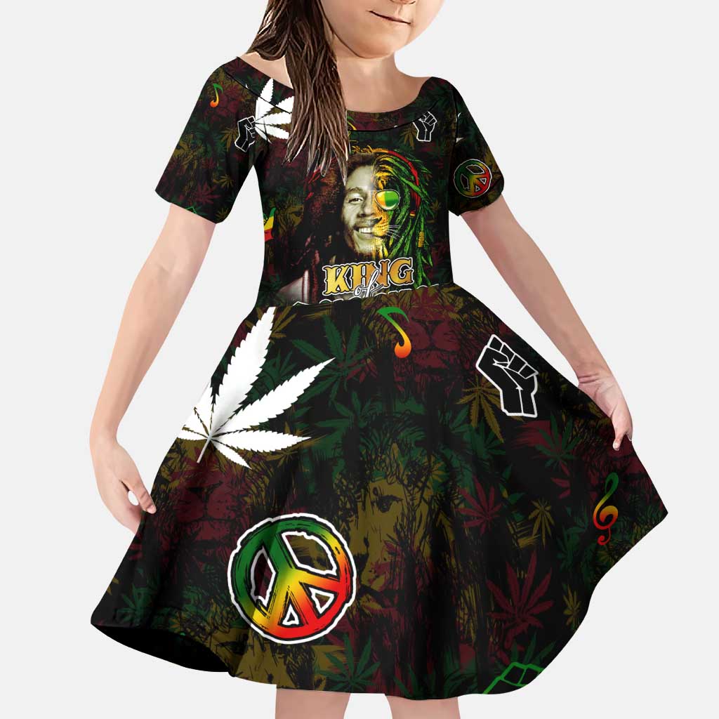 King Of Reggae Family Matching Puletasi and Hawaiian Shirt Legend Bob Peace and Love